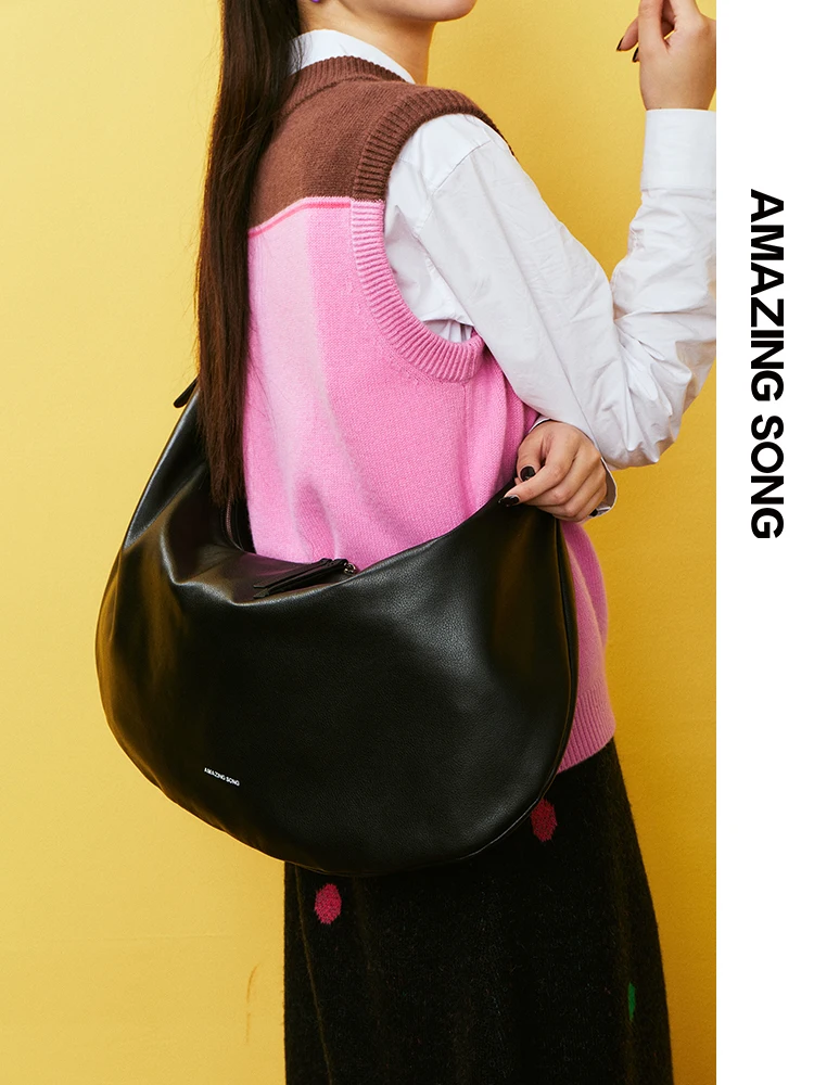 Amazing Song Soft Leather Crossbody Bag Large Chic Simple Chest Pack