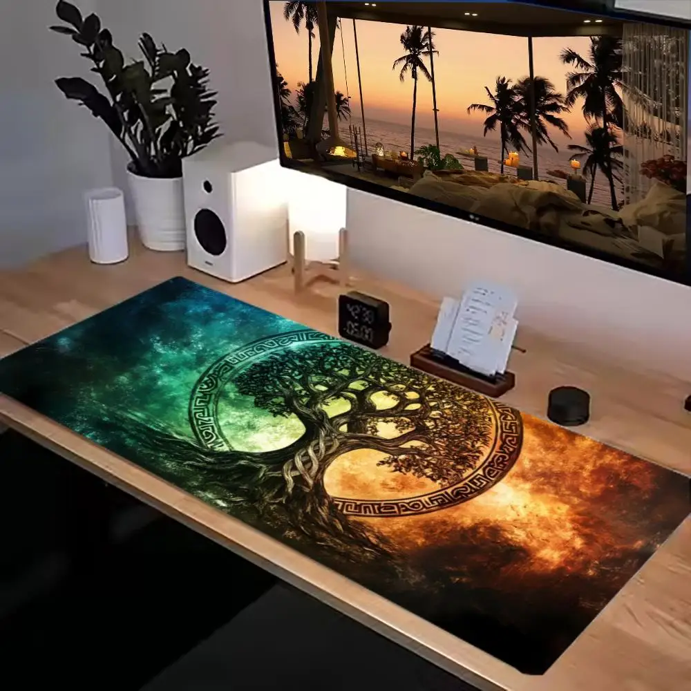

Yggdrasil Tree of Life Mouse Pad, Norse Mythology Viking Rune Desk Pad, Colorful Spirit Gaming Mouse Pad for Enthusiasts