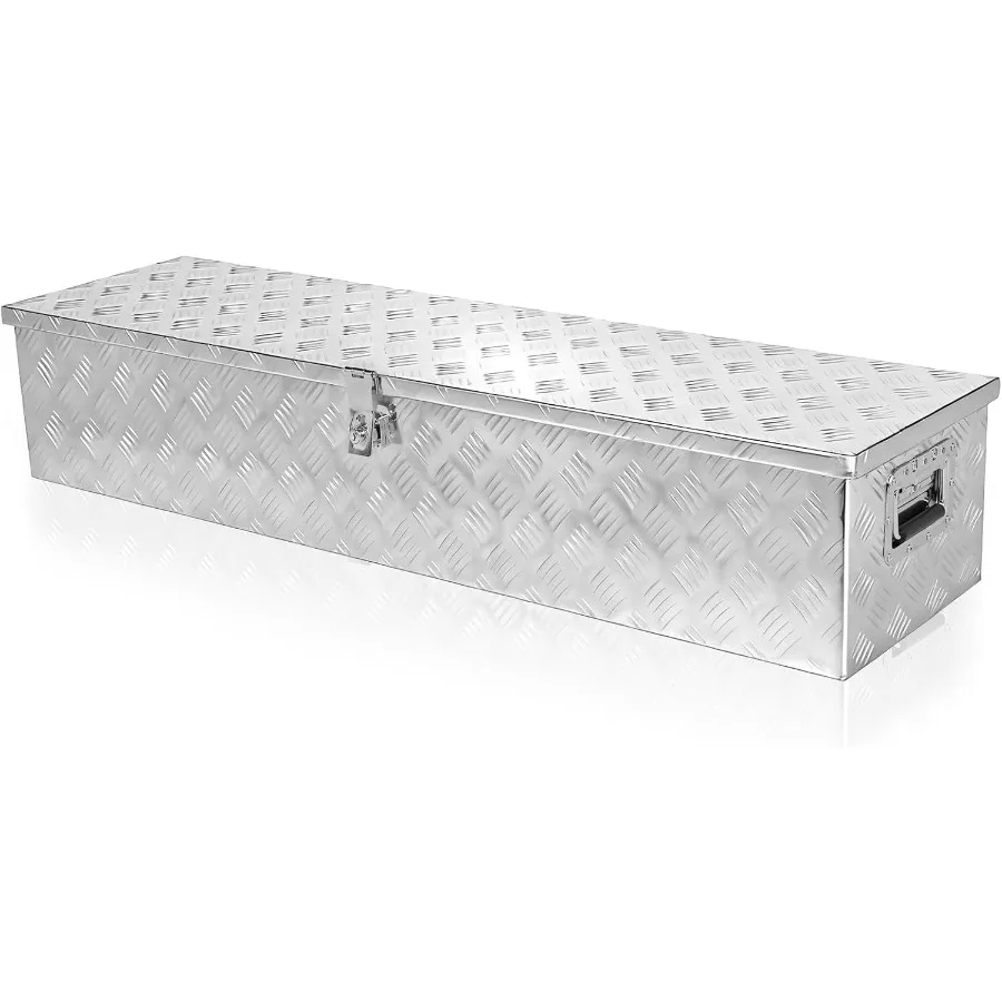 

50-дюймовый алюминиевый ящик для инструментов для грузовиков, автофургонов и прицепов, запираемый органайзер для хранения с боковой ручкой и ключом