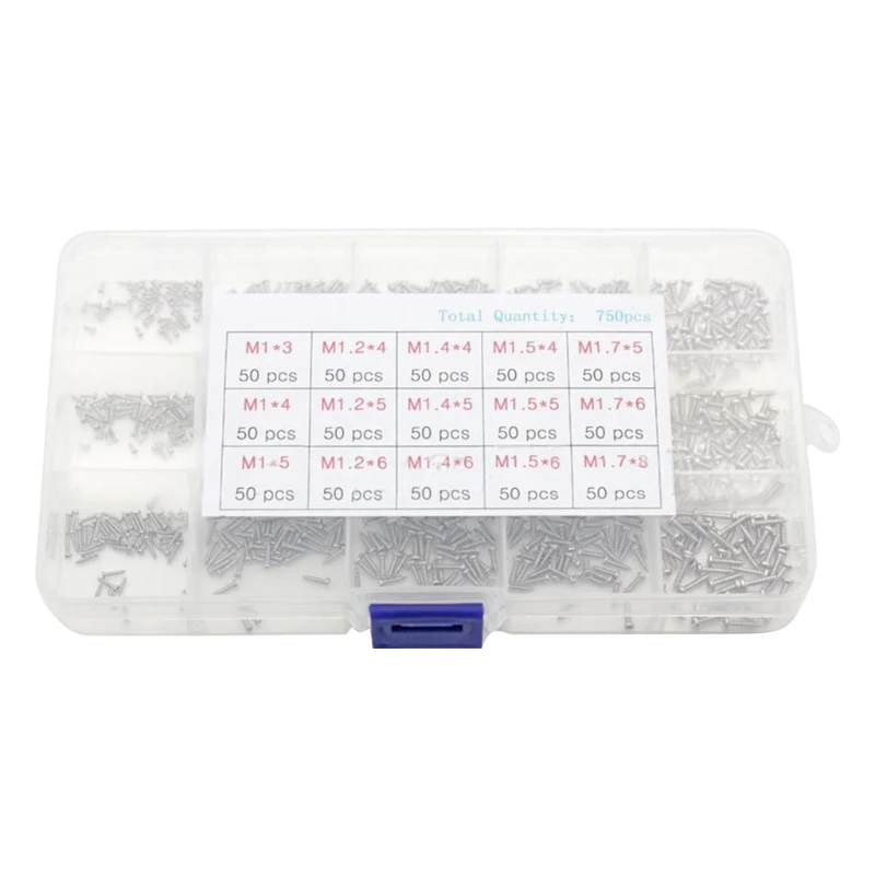 Compact 750pcs Micro Screws Small Screws set for Glasses Watches Laptops Repair Dropship