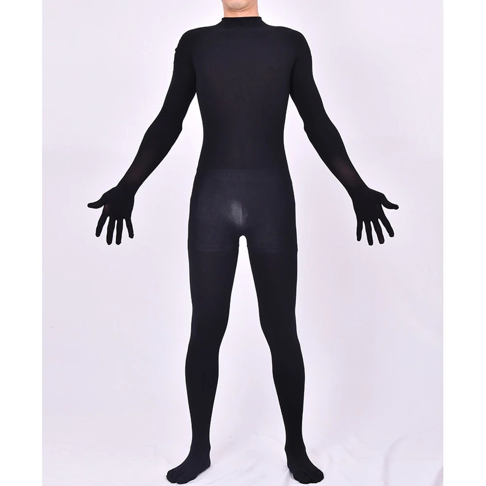 Unisex jeder Schnitt nahtlose Voll mantel Zentai getrennte Finger Zehen Body stocking Strumpfhosen verbunden Trikot sexy transparente Dessous