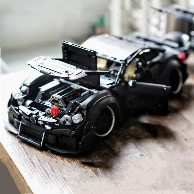 MOC U0100 High-Tech Black Super Sports Car Hypercar Model Klocki Klocki Puzzle DIY Zabawka Montaż Prezenty urodzinowe dla dzieci