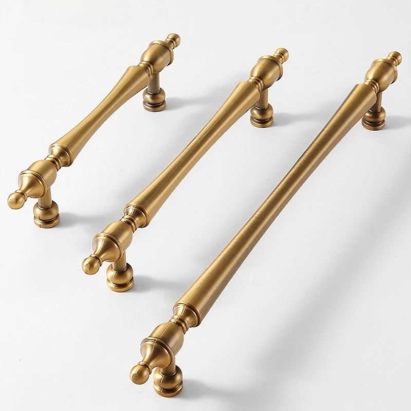 French Vintage Furniture Handles Brushed Bronze Kitchen Cabinet Door Handles Zinc Alloy Handles for Wardrobe and Drawer Dresser