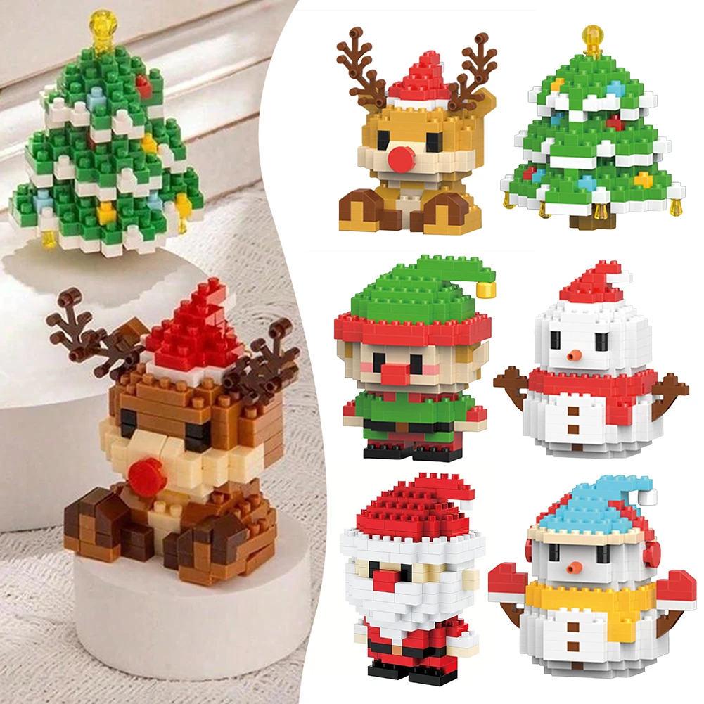 

Santa Design Building Blocks Set Xmas Theme Building Blocks Ornaments Mini Building Figures DIY Stocking Stuffers Present