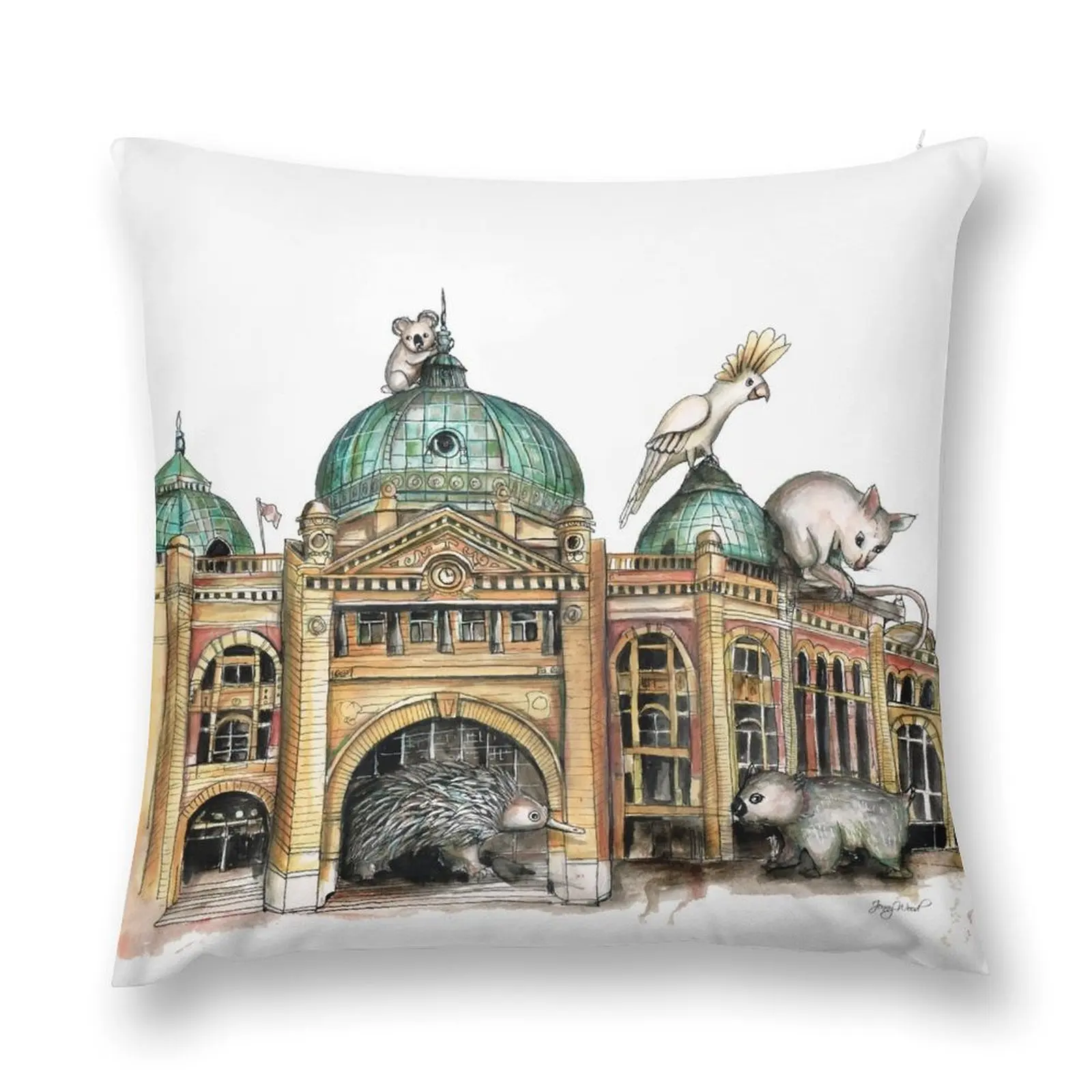 Flinders street station Melbourne Throw Pillow New year Elastic Cover For Sofa Decorative Cushion Cushion Child pillow