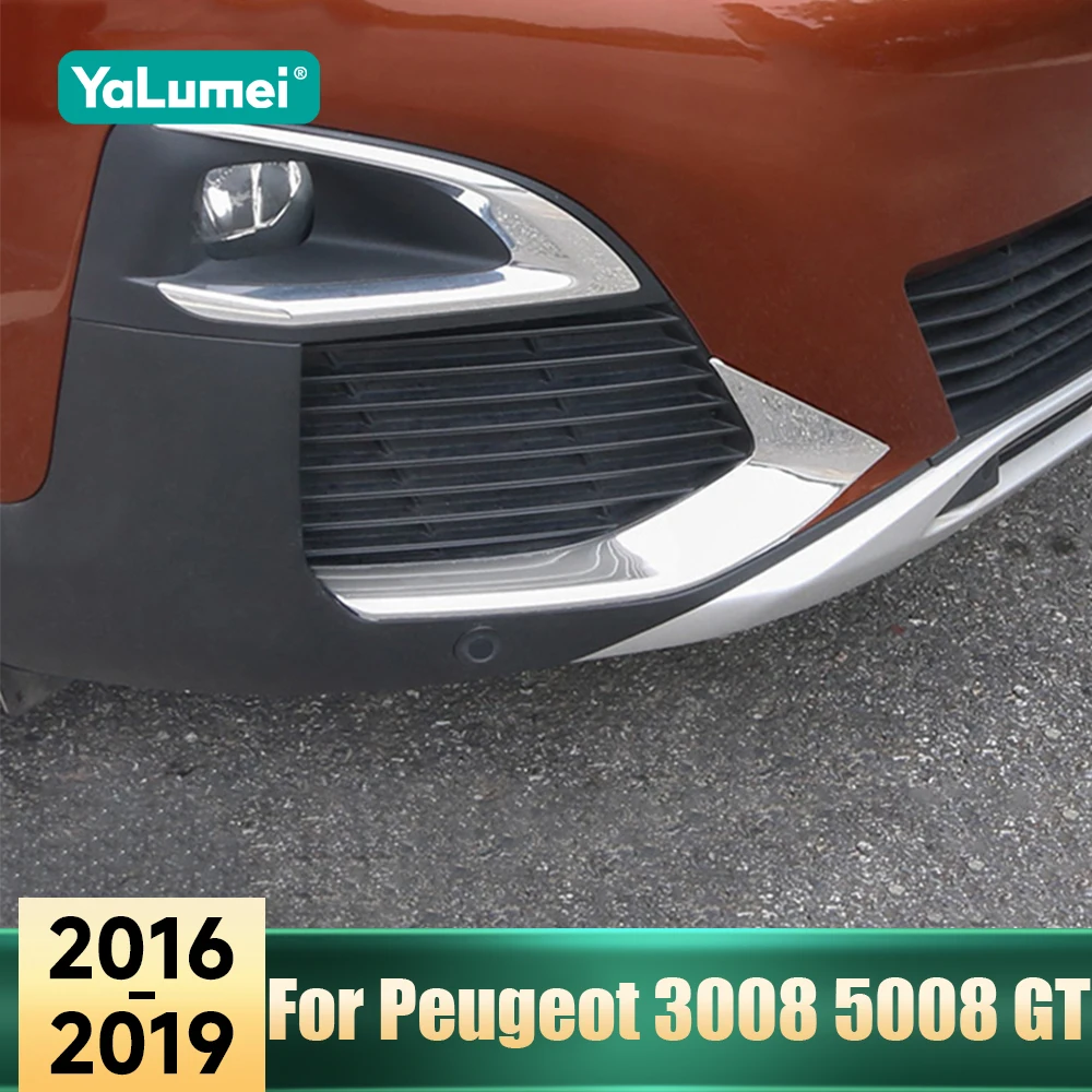 

For Peugeot 3008 5008 GT 3008GT 5008GT 2016 2017 2018 2019 ABS Car Light Eyebrow Garnish Strip Front Fog Light Frame Trim Cover
