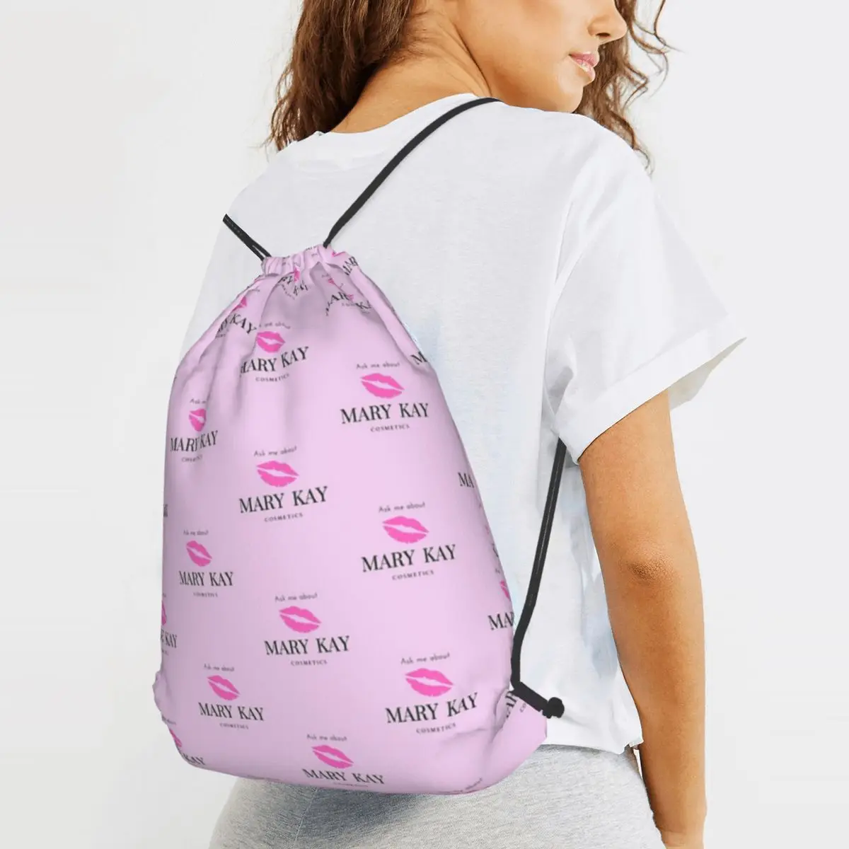 Pregúntame sobre las mochilas de cosméticos Mary Kay, bolsas con cordón de moda, bolsas de almacenamiento, bolsas para libros para hombre, mujer, escuela