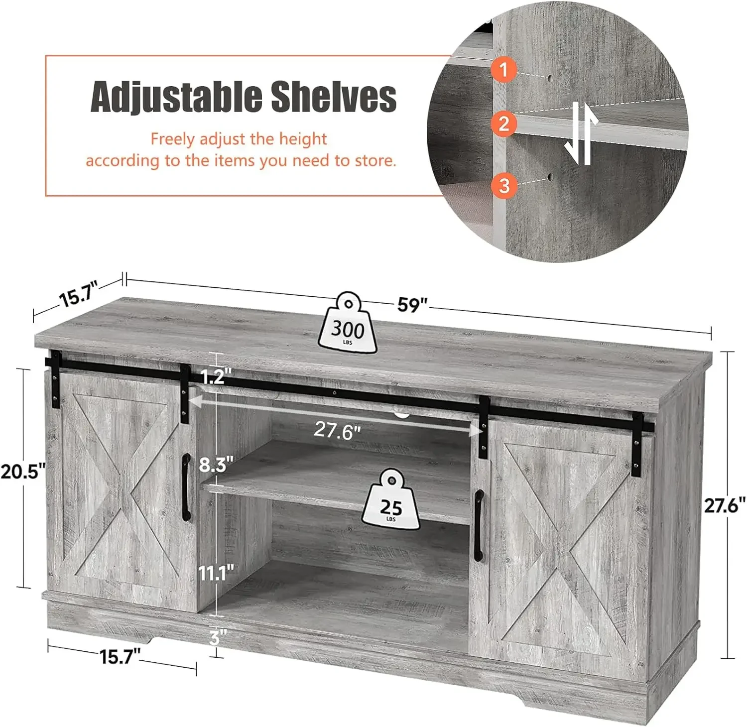 NEW TV Stand Farmhouse Entertainment Center for 65 Inch TV & Media Furniture, Rustic TV Stands with Storage and Barn Doors