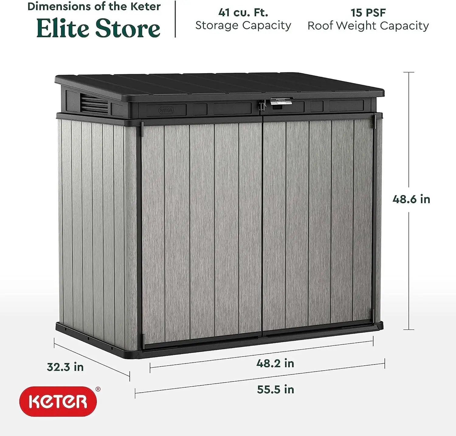 Elite Store Outdoor Storage Shed, 4.6x2.7 Ft, All-Weather, Lockable Doors, Built-in Ventilation, Lid-to-Bin Kit, & Soft Close