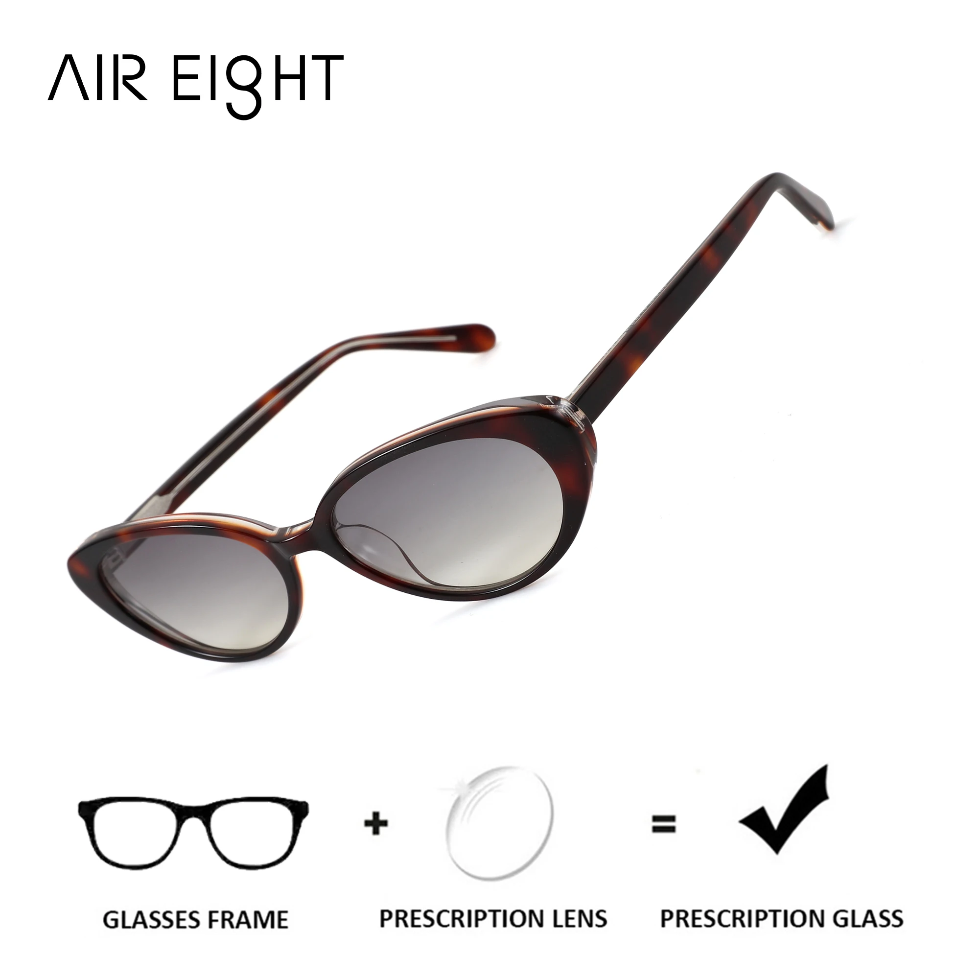 AIR EIGHT M Size Cat Eye Acetate For Women Prescription Sunglasses Polarized UV400 Progressive Lenses Fashion Eyeglasses