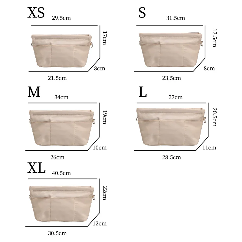 TINBERON tas dalam nilon, tas pengatur penyimpanan Makeup banyak saku masukkan tas kosmetik tas tangan Organizer masukkan tas cuci perjalanan