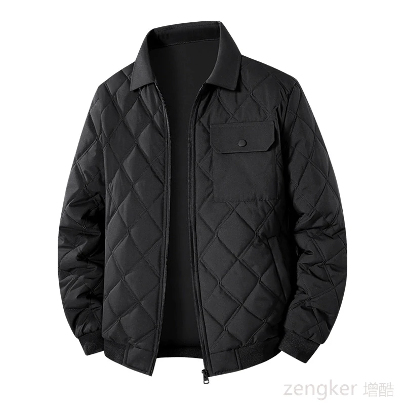 Plus Size Men's Winter Padded Jackets - Thick Quilted Baseball Collar Coats Warm Cotton-padded Outerwear for Fall & Winter