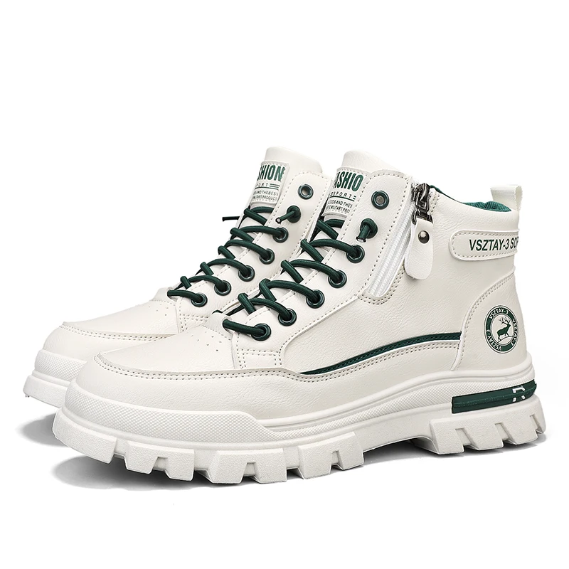 سميكة سوليد الارتفاع زيادة أحذية رجالي الشتاء أحذية رجالي أحذية دافئة جديد المضادة للانزلاق دراجة نارية الأحذية المألوف بلون