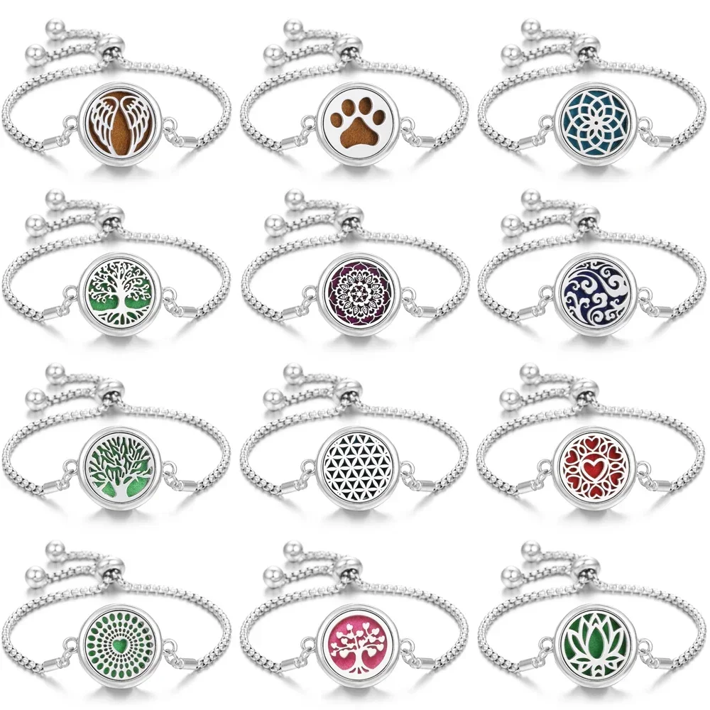 New Aromatherapy Diffuser Bracelet Essential Oil Diffuser Bracelet Alloy Stainless Steel Perfume Aroma Locket Bracelet for Women
