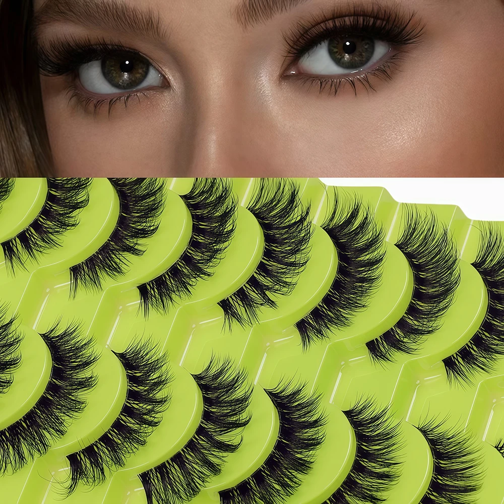 ขนตาปลอมแบบใหม่สไตล์ยุโรปและอเมริกา 10 คู่ แบบโค้งงอน หนาแน่น สามมิติ และฟู ขายดีที่สุด