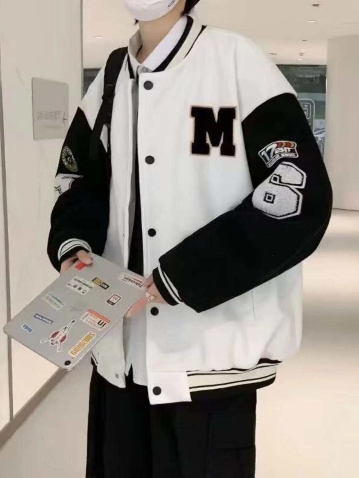 New 2025 Baseball Jacket for Men Hong Kong Style Ins Trendy Color Collision Print Jacket Middle And High School Students Autu...