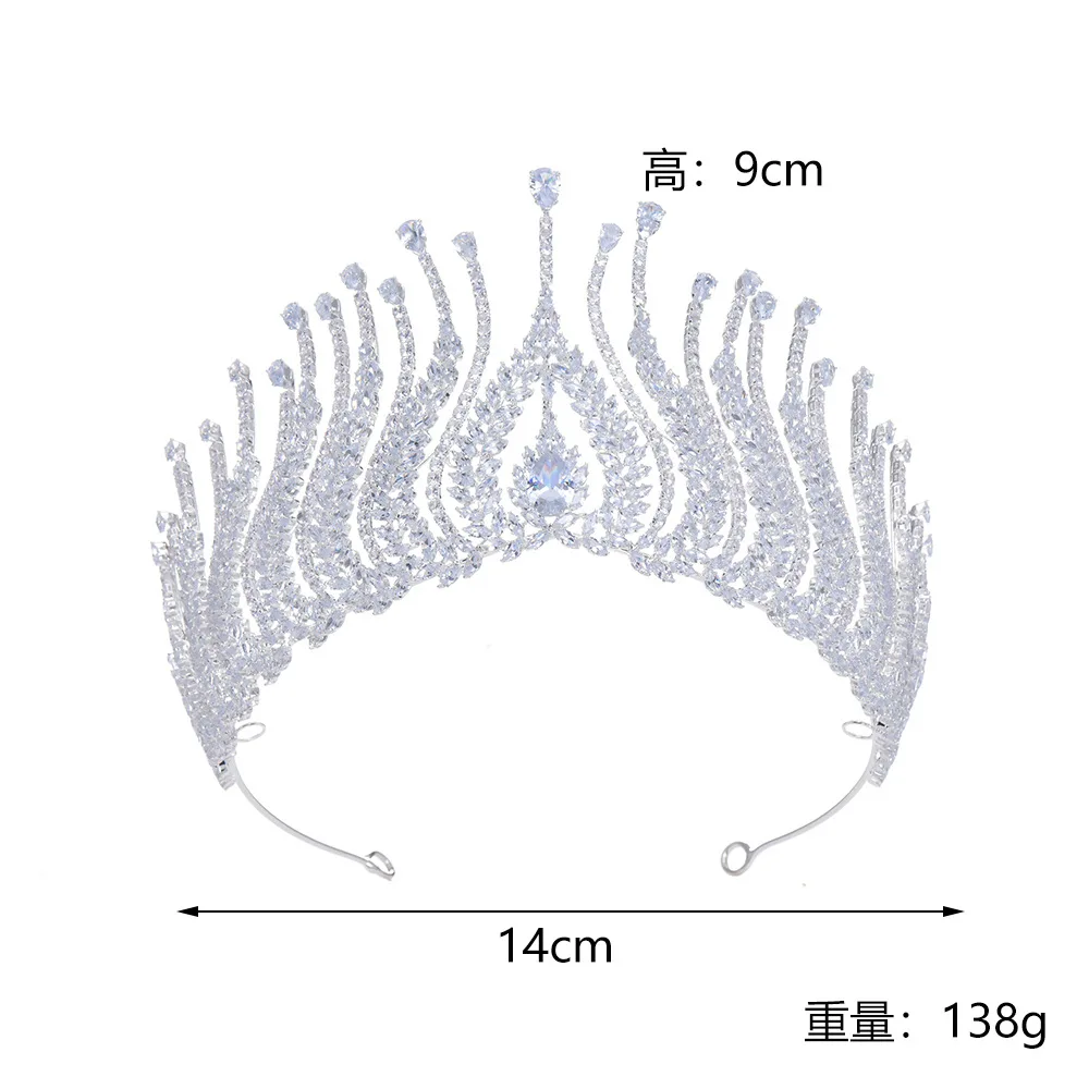 Himstory-تاج زفاف مكعب كبير من أحجار الراين ، غطاء رأس ، تيجان حفلات الزفاف ، إكسسوارات عصابة شعر ، جديدة