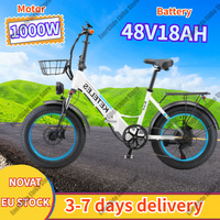 KETELES KS9 E Bike 1000W Motor 48V18AH Lithium Battery City Trip Electric Bike 20*4.0-in Fat Tire Mountain Fold Electric Bicycle