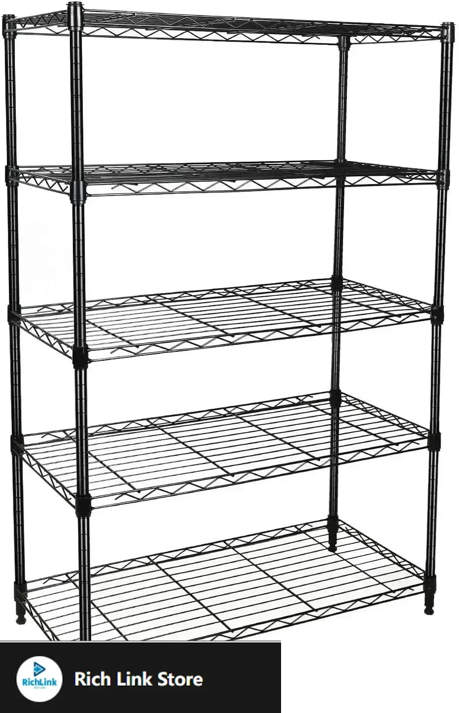 

Heavy Duty 5-Shelf Shelving Unit 1250Lb Capacity, 29.92" D x 13.98" W x 62.99" H, 5 Tier, Black