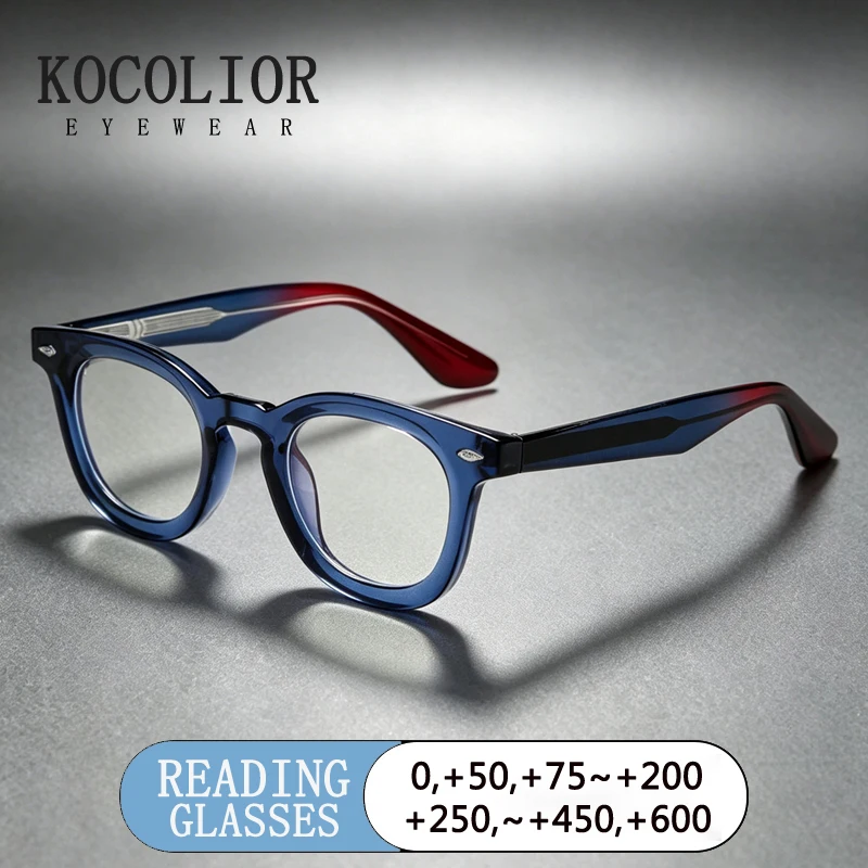 KOCOLIOR 2026 Acetate Big size Glasses Frame Men Brand Design Vintage Round Reading Glasses Women Japanese Ultralight Eyeglasses
