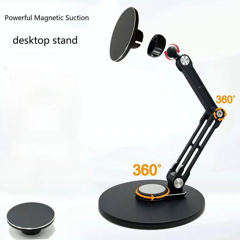 Aluminum Alloy Magnetic Phone Stand Tablet Desktop 360 Foldable Rotating Height Adjustable