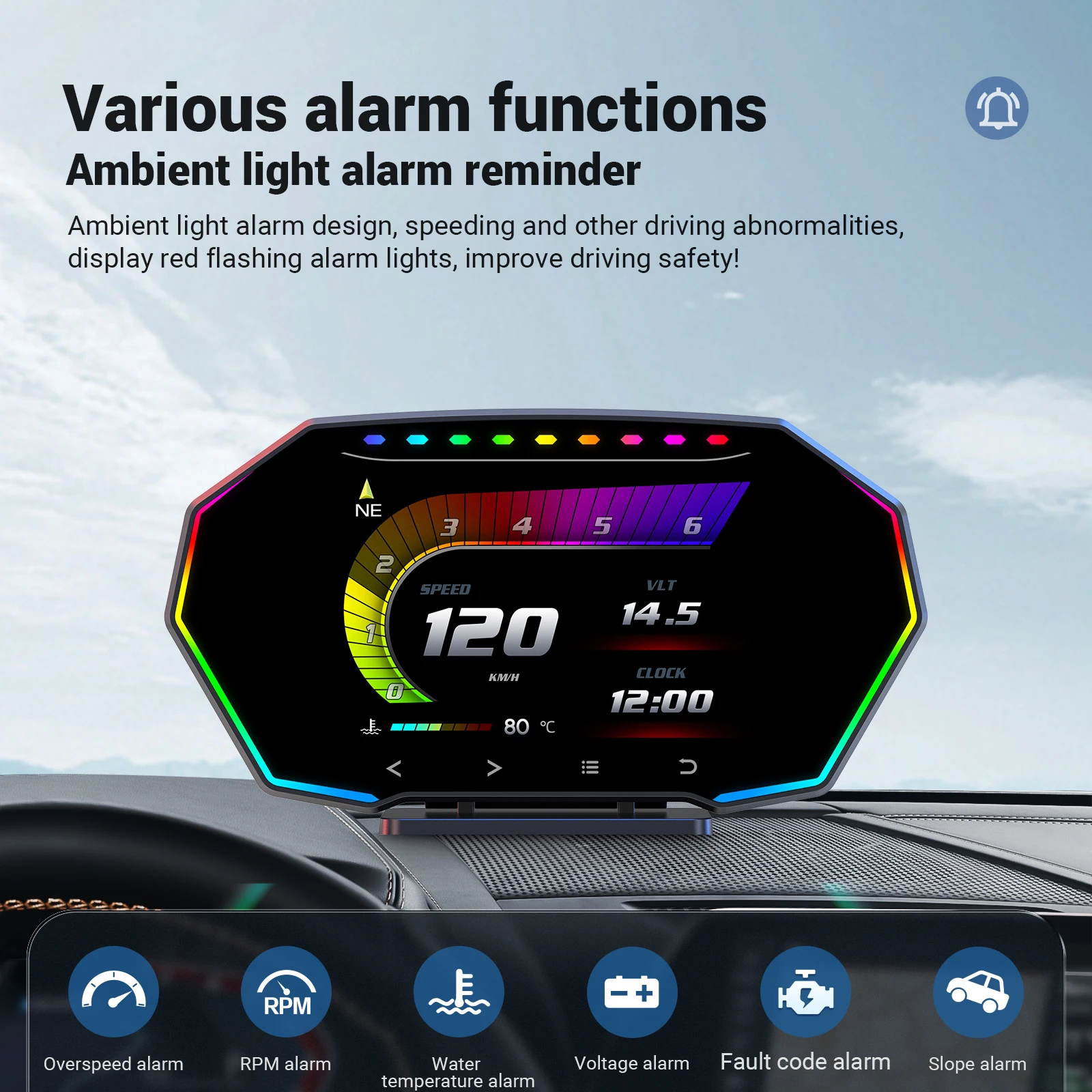 F11 On-board Computer Dual System GPS+OBD Gauge Smart Digital Slope HUD Obd2 Display Water Temperature Speed Meter Electronic