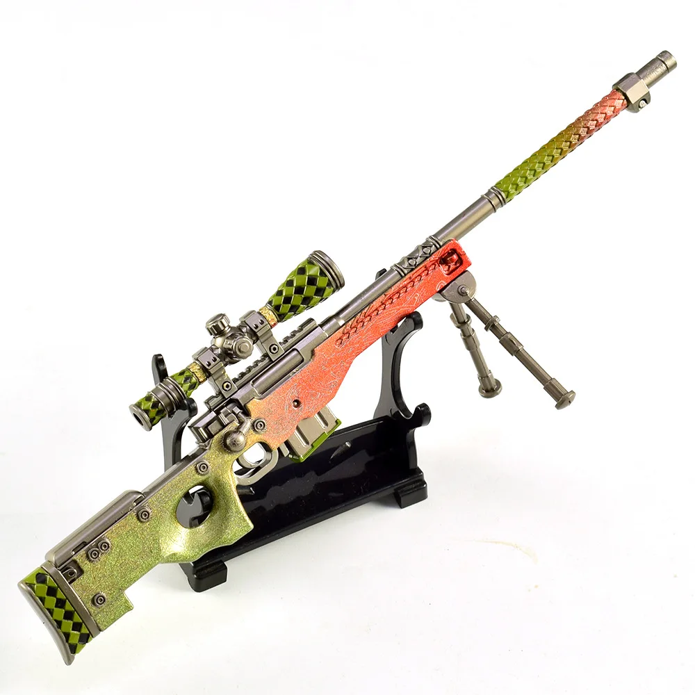 Rifle de francotirador AWP de 22cm, juego de Color degradado Legend of The Dragon, colección militar, modelo de pistola, adornos artesanales totalmente metálicos, regalos