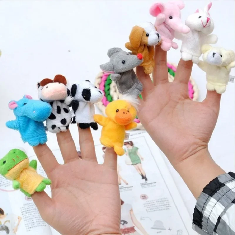 10pcs/set Finger Puppets Mini Animals Educational Hand Cartoon Animal Plush Doll Finger Puppets Toys For Children Gifts