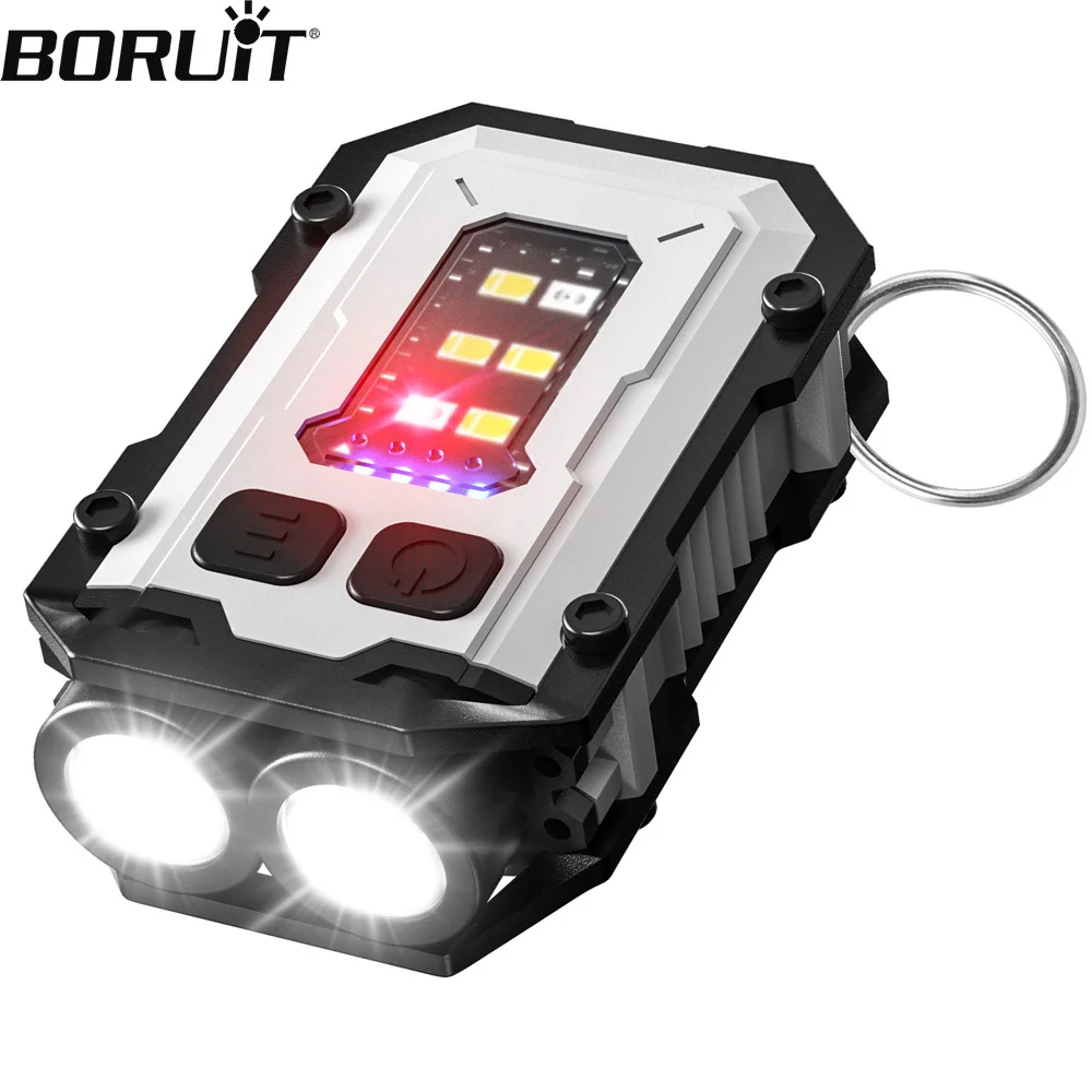 

BORUiT EDC LED Flashlight Keychain Light Type-C Rechargeable Work Light With Magnet Portable Torch Camping Pocket Lantern