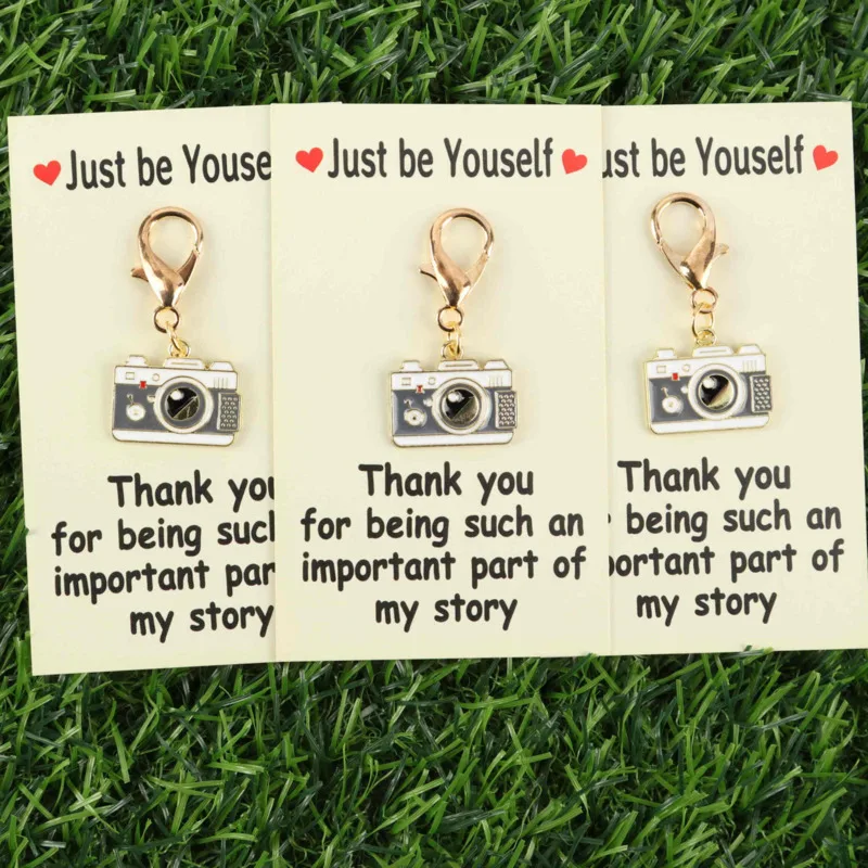 3/6pcs Interesting Camera Series Keychain Set Belt“Be yourself”Card Actively support gifts Birthday Gift Good luck gift New Year