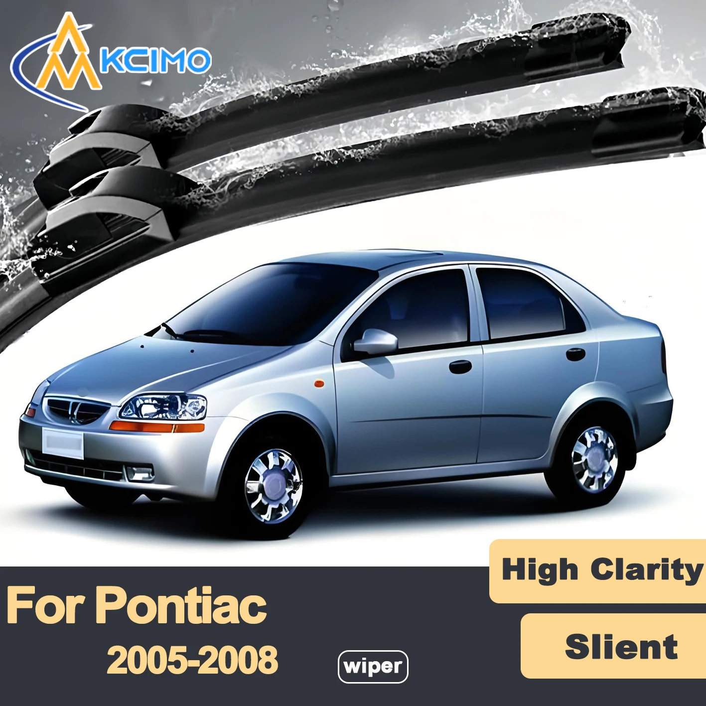 

Premium Rubber Durable Silent Windshield Wiper Blades 2pcs for Pontiac Wave G3 T200 T250 2005-2008 Aveo Kalos Lova Nexia Gentra