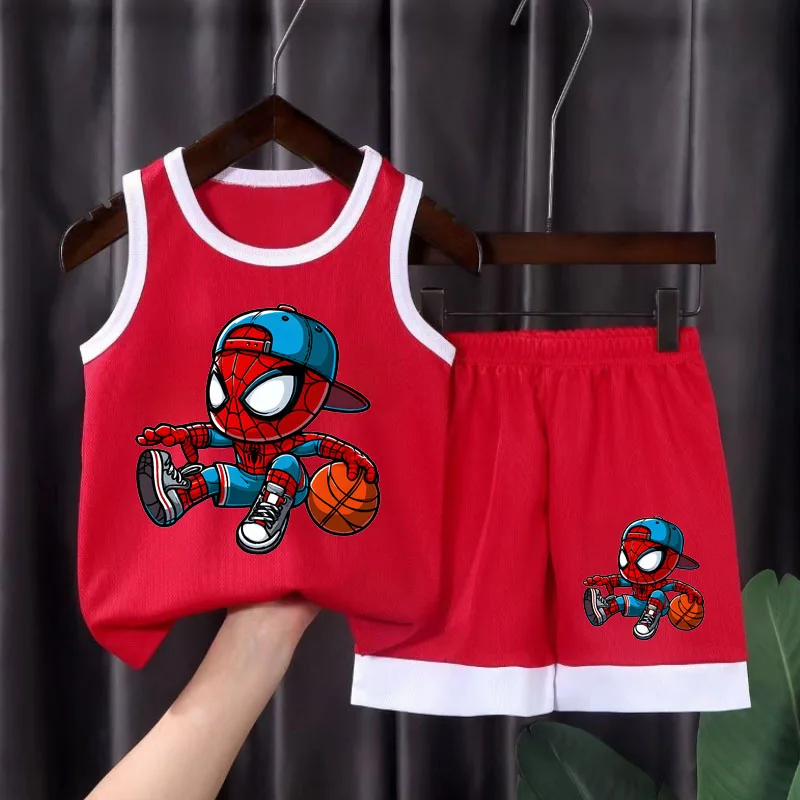 أطقم ملابس رياضية صيفية للأطفال ملابس كاجوال شبكية مريحة تسمح بمرور الهواء للأولاد سترة كرة السلة والسراويل القصيرة بدلة قطعتين