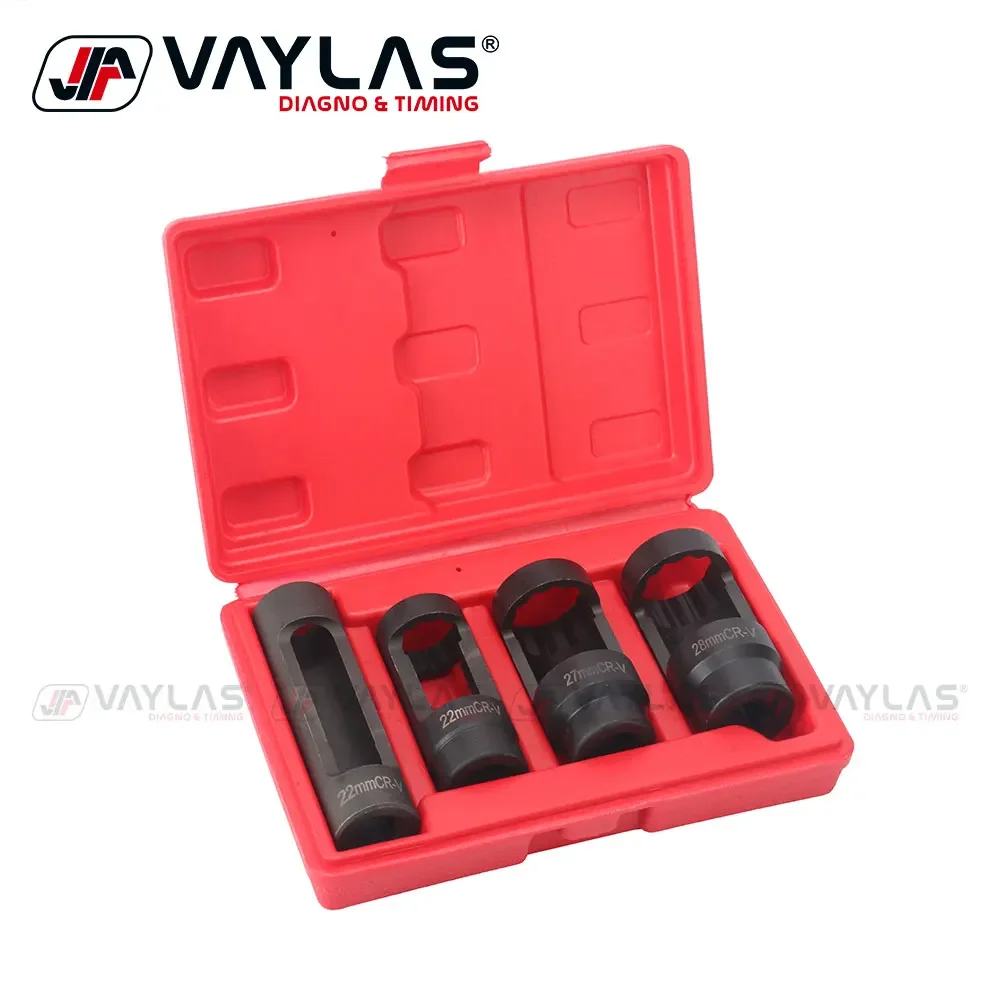 

4 шт., набор головок для датчика кислорода, набор головок для удаления датчика кислорода, набор инструментов 1/2 дюйма, квадратный привод для автомобильного дизельного двигателя