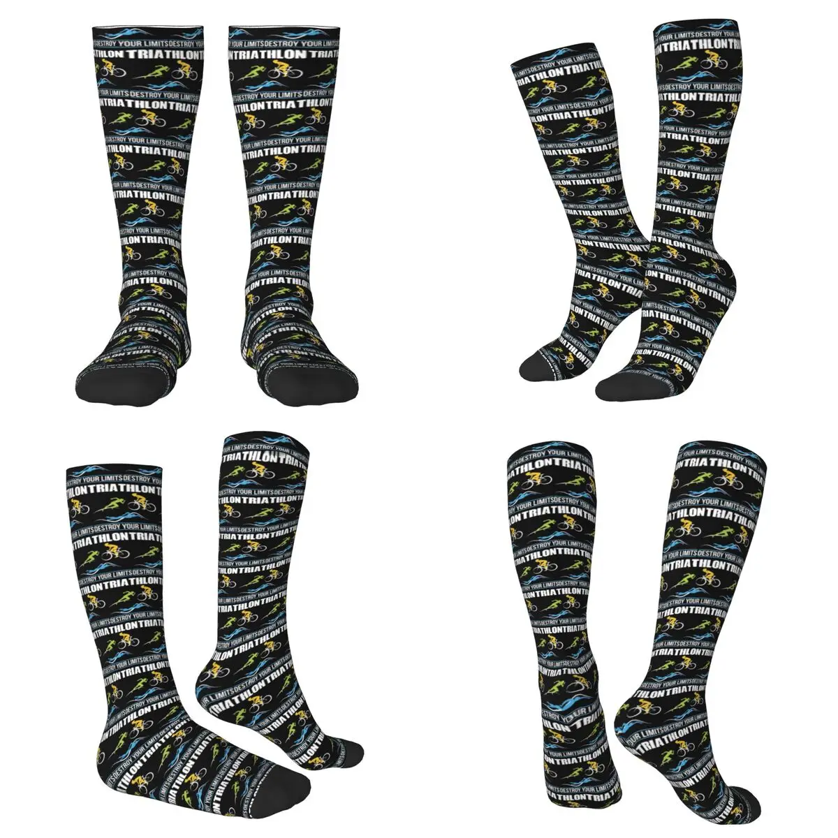 

All Seasons Triathlon Swimming Cycling Running Socks Harajuku Crew Socks Fashion Stockings for Men Women