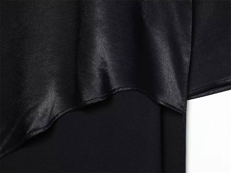 Women's Satin Dress 2025 New Fashion Long Sleeve Long Asymmetrical Shirt Dress Personality Casual Chic Ladies Dress