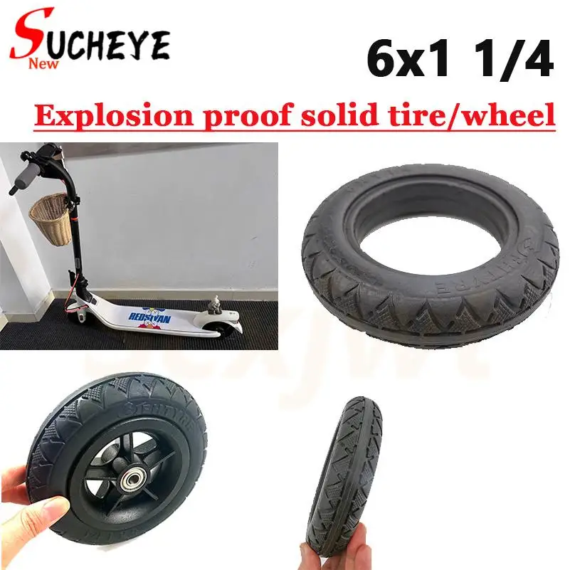 Explosion proof tire 6X1 1/4 solid tire and solid wheel suitable for electric scooter tire replacement