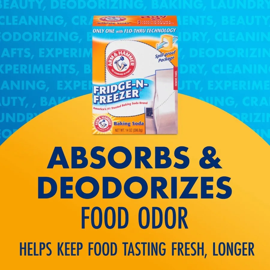 Baking Soda Fridge‑n‑Freezer Odor Absorber, 14 oz, Non‑Toxic Solid Air Freshener for Refrigerator and Freezer Deodorizing