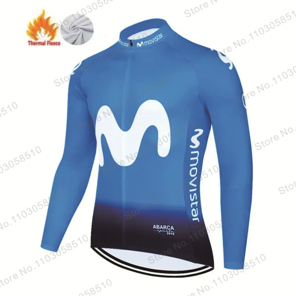 Movistar Winter Thermal Fleece Jacket Cycling Jersey Long Sleeve Ropa Ciclismo Hombre Bicycle Wear Bike Clothing Maillot