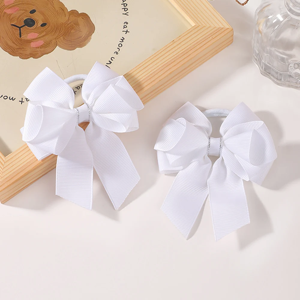 BABY BOWS 2 Stück/Set Kinder Mädchen Niedliche Doppelschichtige Schleifen-Haargummis Haarbänder Kinder Basis-Pferdeschwanz-Kopfschmuck Haaraccessoires – Detail 24
