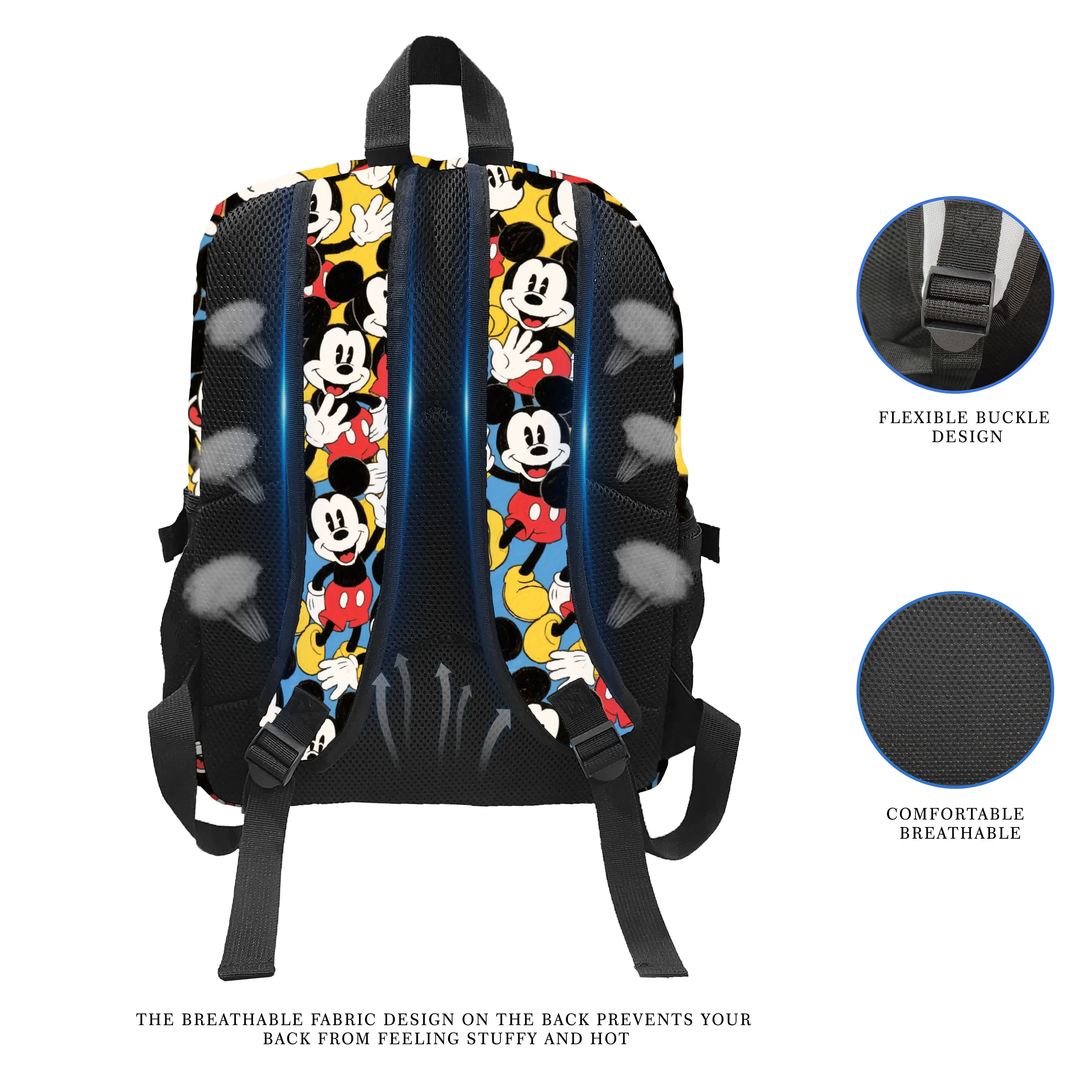 1pcs Disney Mickey Laptop Backpack, Fashionable and Simple, Gift-Friendly, Unisex Couple Style, Large Capacity, High-Quality