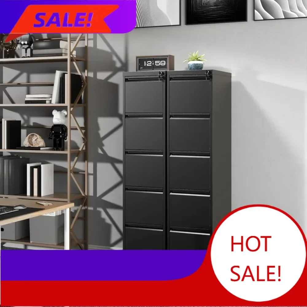 

Горячая распродажа: Металлический офисный шкаф-картотека на колесах с 5 ящиками и замком, для документов формата Legal/Letter, черный