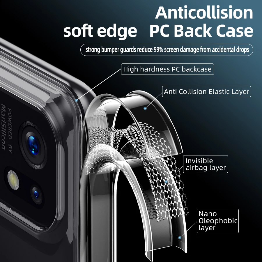Airbag Anti-Fall Transparent Case for OPPO Find X5 Find X5PRO Anti-yellow Soft Edge PC Phone Cover image 3