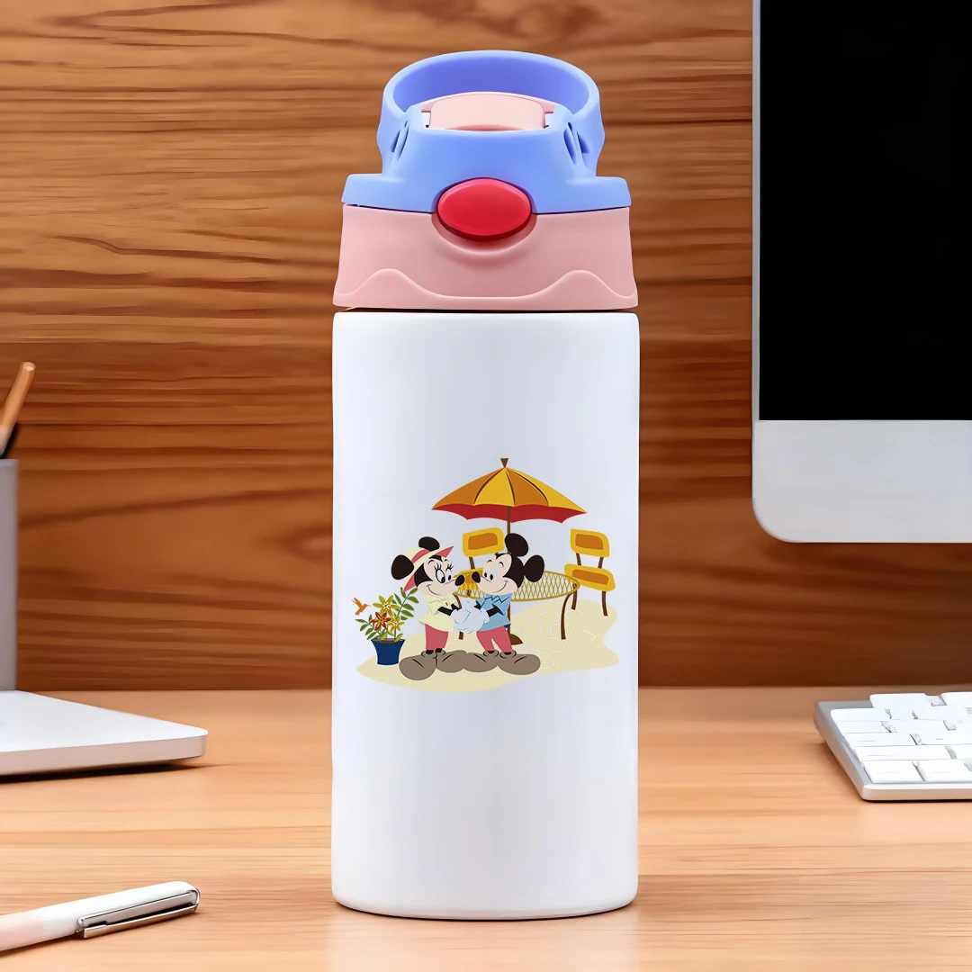 

Disney Mickey and Minnie Outdoor Interactive Cartoon Scene 304 Stainless Steel Cartoon Straw Cup Childrens Water Cup New Year Gi