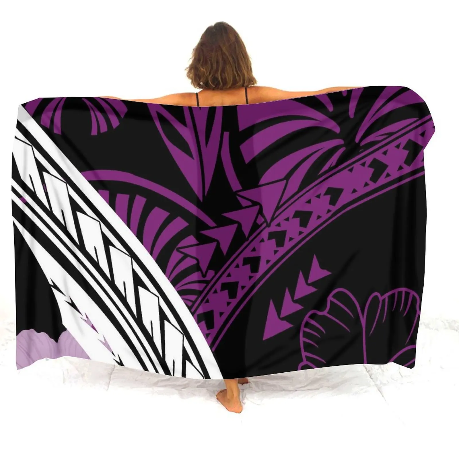 Elegante Sarong Polynesian Women Seaside Beach Style Sarong Tribe etnico tradizionale Art Print cappotto antivento personalizzato Bikini Coat