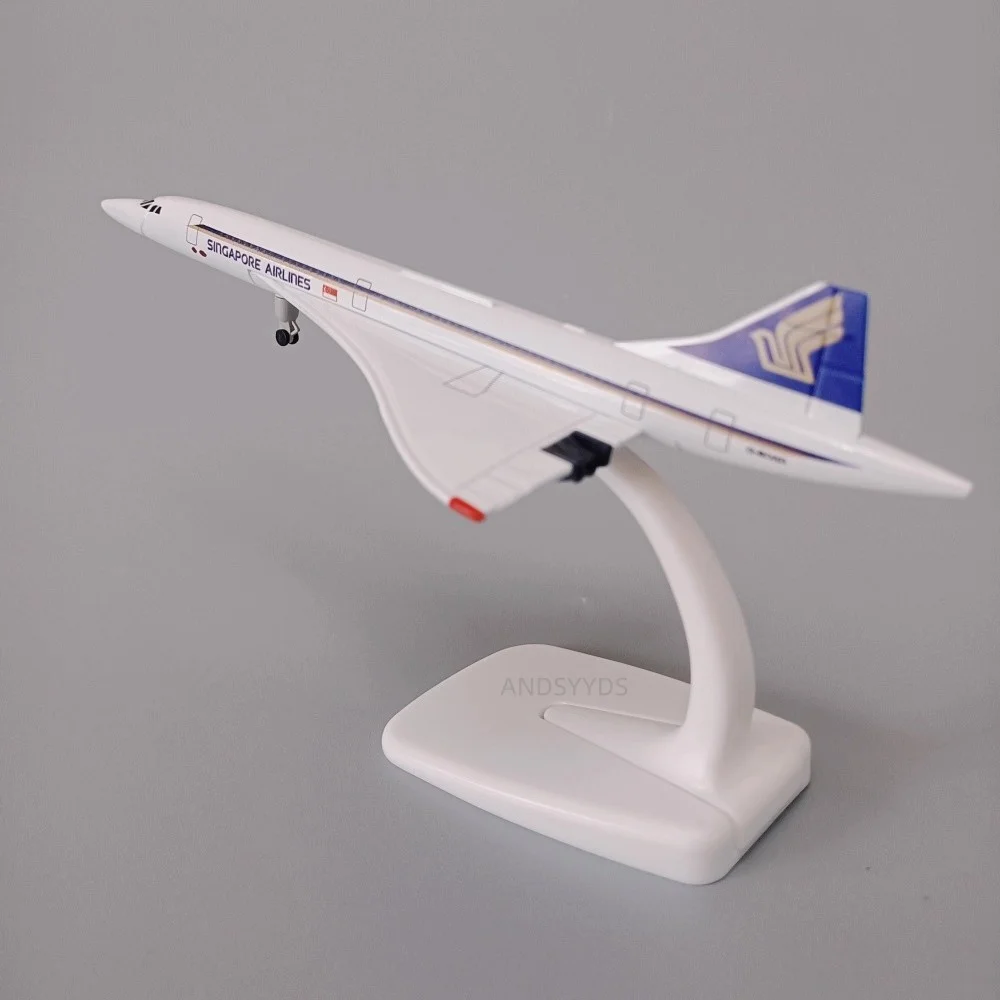 20cm Model Airplanes Concorde Air Singapore 1/400 Metal Scale Aircraft Replica Diecast Airplane With Landing Gear Souvenir Decor