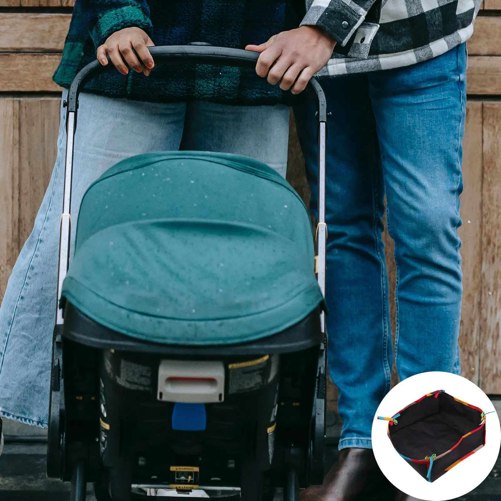 Baby Pushchair Organizer Pram Bag Stable Stroller Bottom Organizer Wheels Foldable Travel Stroller Basket Attachment