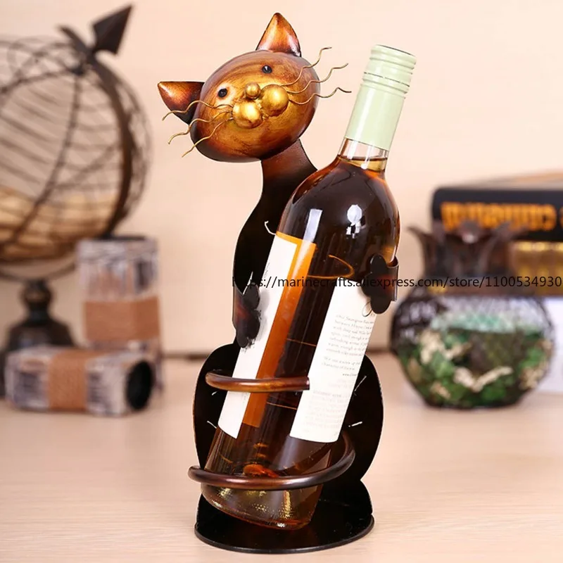 

New Cat Wine Rack Metal Craft Iron Art Christmas Gift Home Animal Decoration Wine Holders