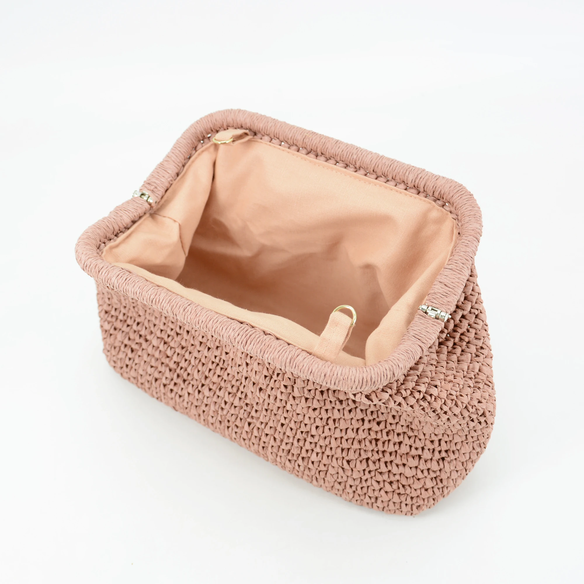 Handmade Crocheted Raffia Straw Clutch Bag Chain Strap Summer Evening Party Pouch Gift for Women