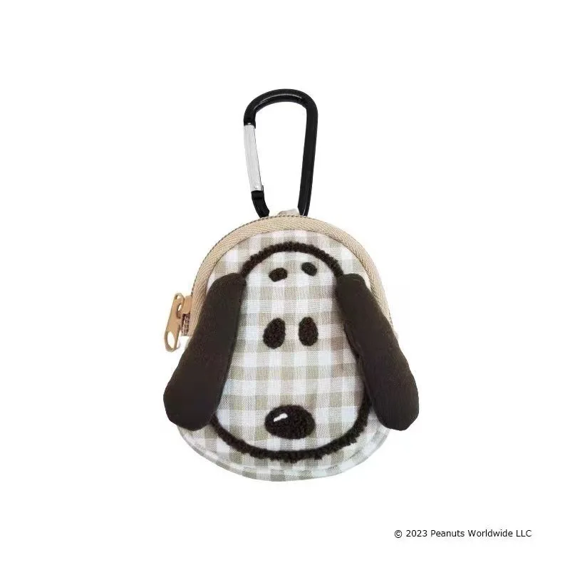 Cartoon Anime Snoopy Mini Super Cute Coin Purse Plaid Bag Pendant