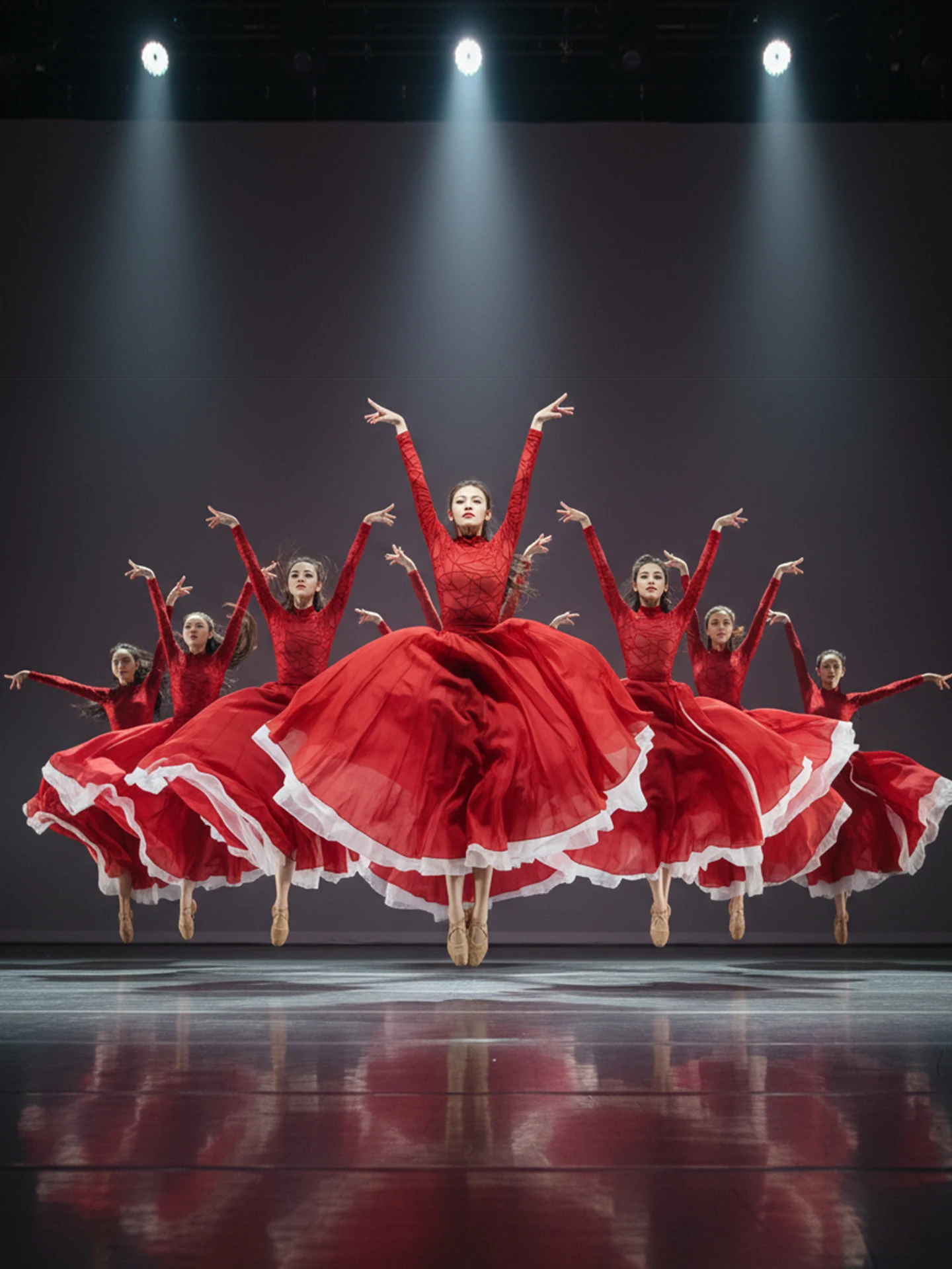 

Красный классический танцевальный костюм Jinchen: пышная юбка для сценических выступлений, этническая одежда для женщин тудзя, традиционный фестивальный наряд